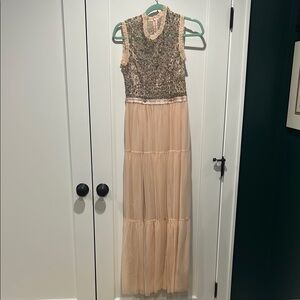 Needle & Thread Beaded pink tulle gown